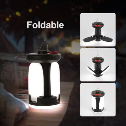Solar LED Rechargeable Lantern (6 Modes, Power Bank)