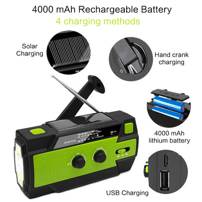 Solar Hand Crank Emergency Radio (AM/FM, Flashlight)