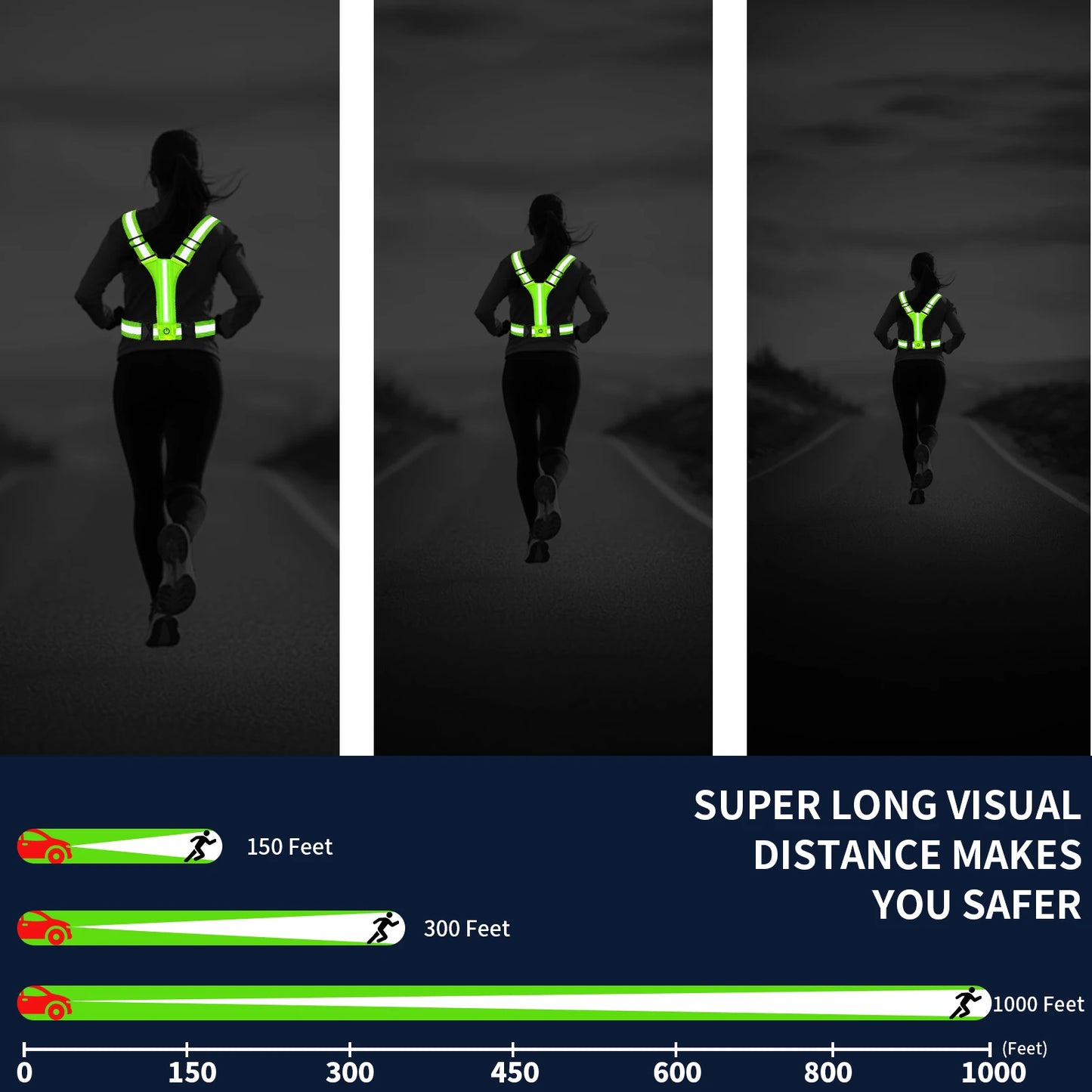 LED Reflective Running Vest (USB Rechargeable)